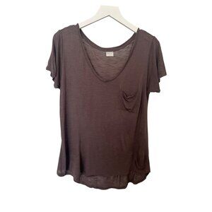 Tresics Brown Short Sleeve V-Neck T-Shirt With Pocket